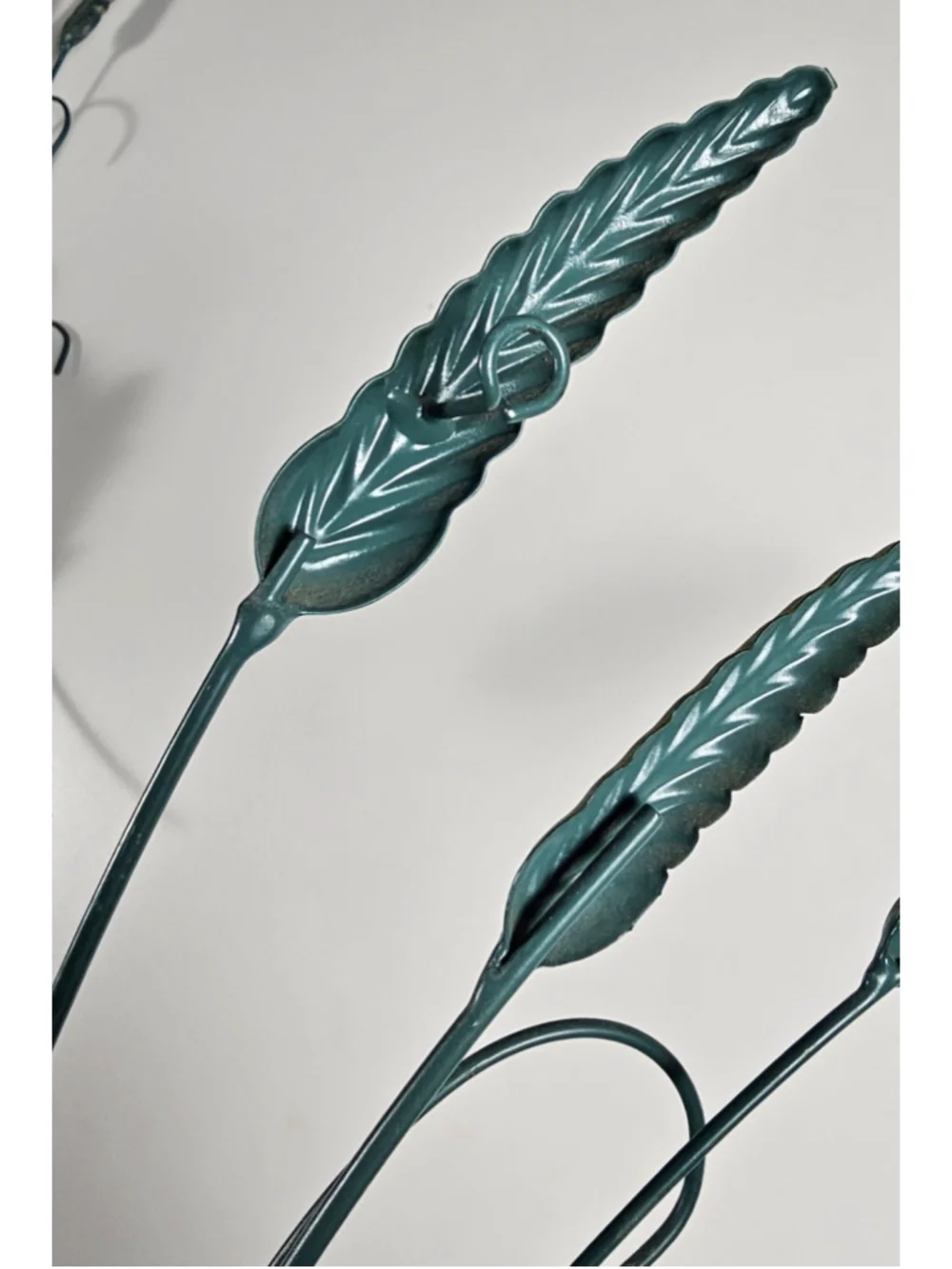 Vintage Italian Tole Wheat Sheaf Wall Art Pair 22 Mid Century Metal Leaf Plaque